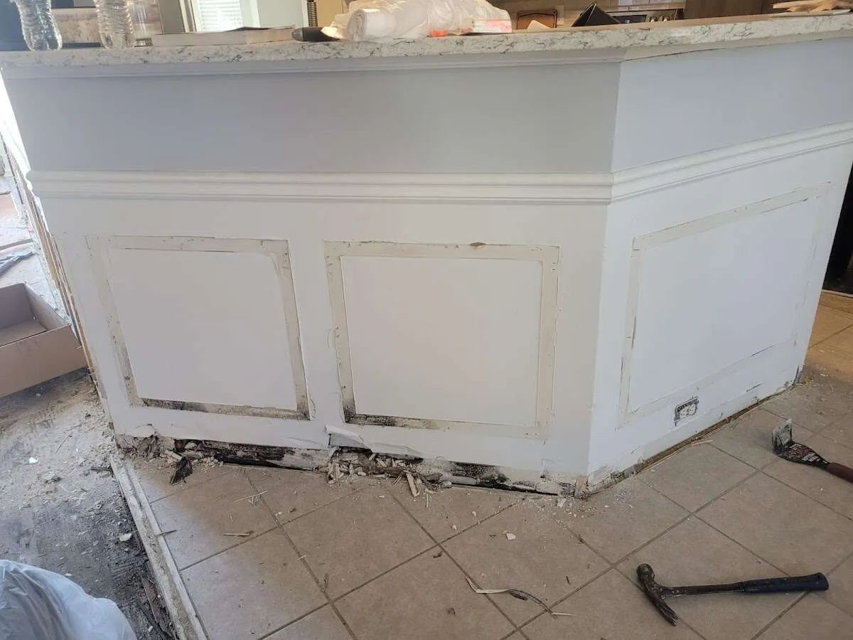 Water damage and mold on kitchen during Storm Damage Restoration in Union